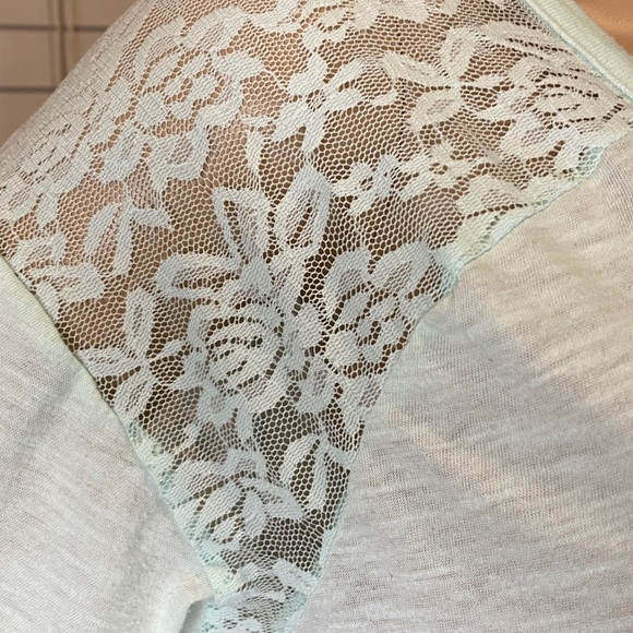 PINK Victoria's Secret Mint Green Lace Panels Long Sleeved Top Shirt Medium VGC - Picture 5 of 7